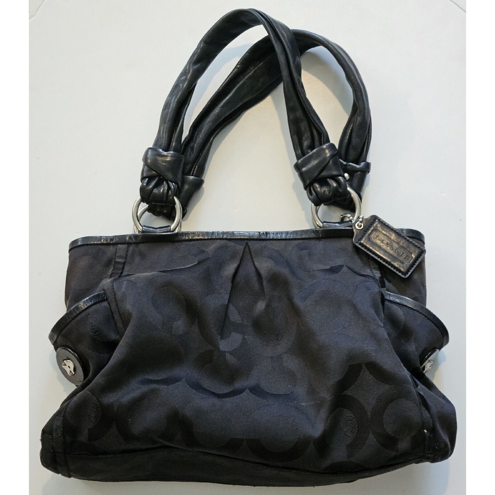 Coach Leather Shoulder Bag 2008 Black Op Art Canvas L0826- 13432P